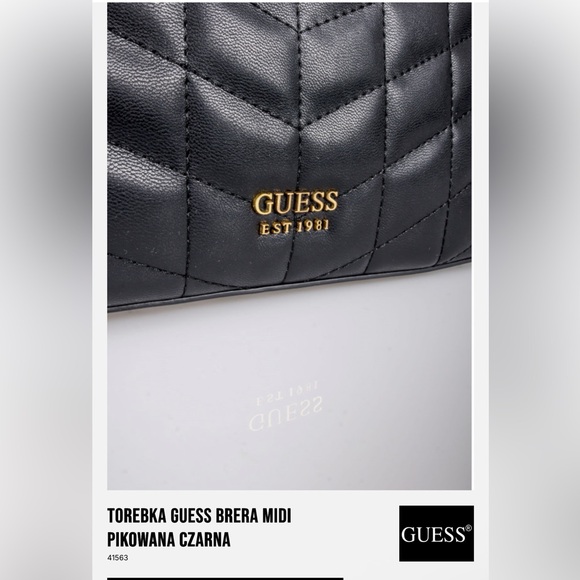 Guess Brera quilted satchel handbag in black with gold-tone studs - Picture 7 of 7